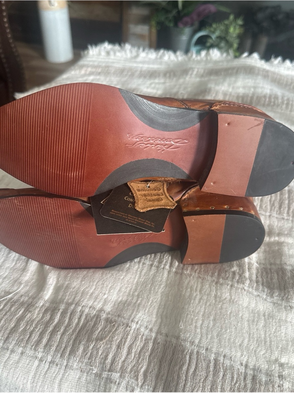 Harley-Davidson Tan Brown Leather Heeled Boots - Picture 3 of 5